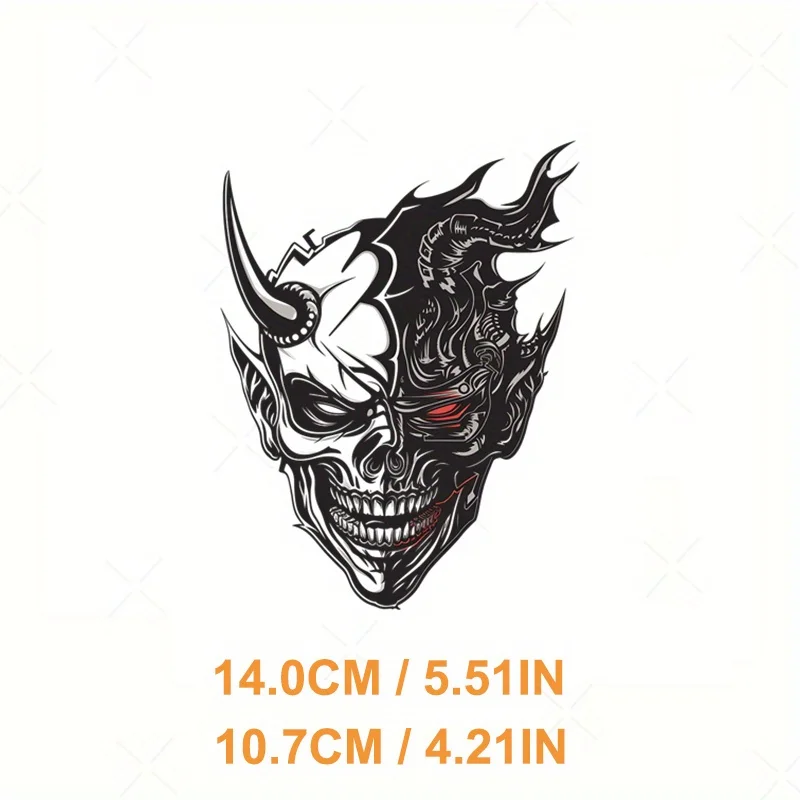 Sci - Fi Gothic - Decalque de carro com tema "Cyber Demon Skull", adesivo automático de suporte, item de estilo automotivo distintivo