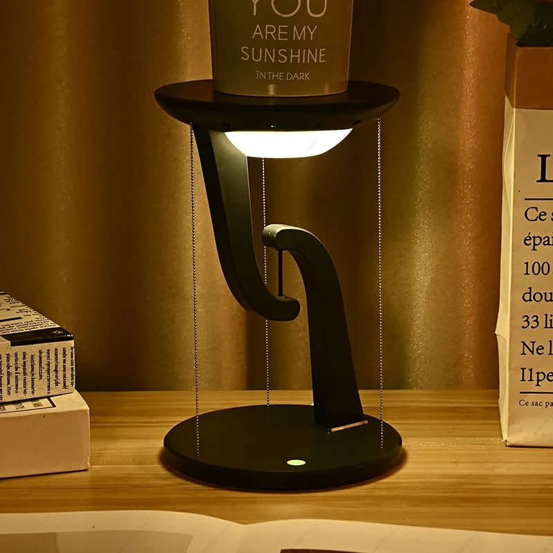Rechargeable LED Floating Lamp with 15W Wireless Fast Charging Touch Sensing Desk Light for Bedroom Living Room Study Office