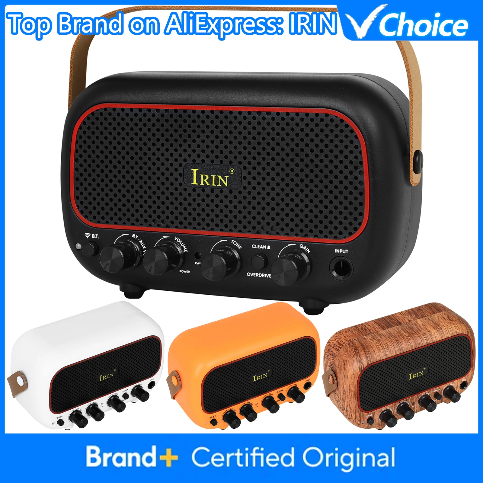 

Гитарный усилитель-колонка IRIN MY-01 5W с беспроводным Bluetooth-подключением, каналами Clean и Overdrive, аксессуары для электрогитары