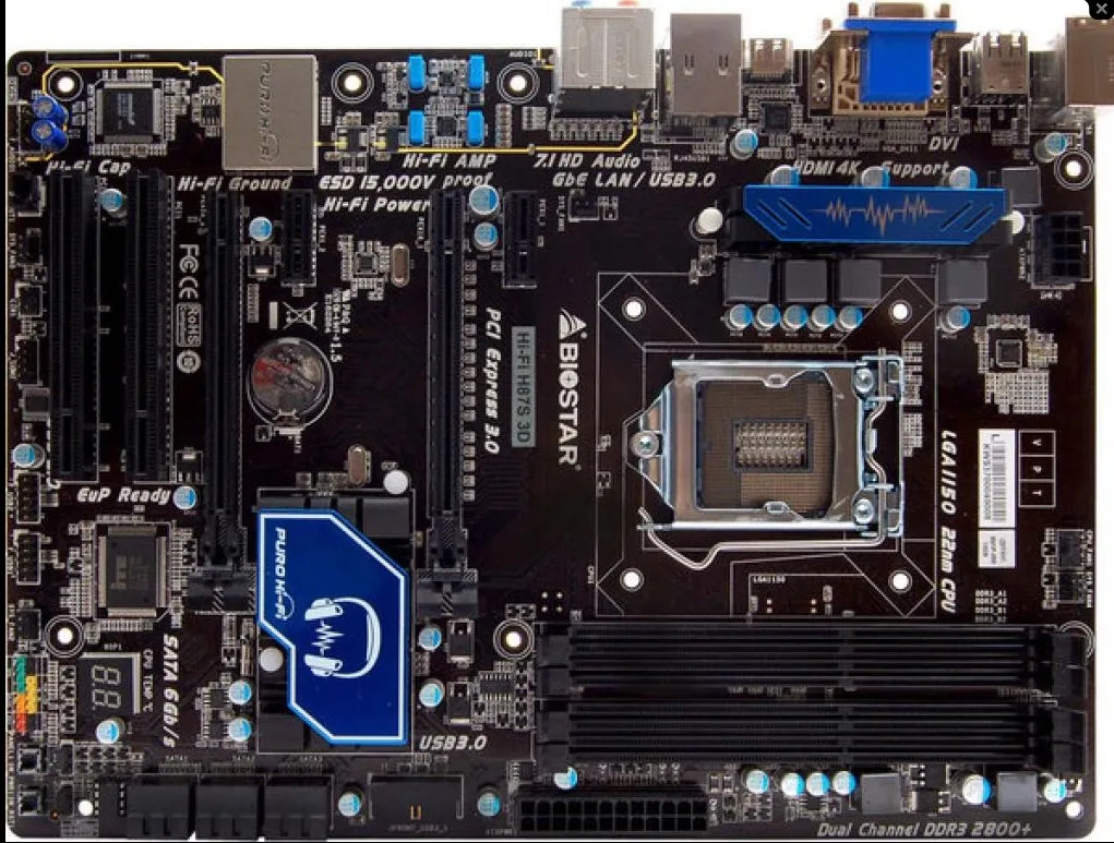 For BIOSTAR Hi-Fi H87S 3D Computer Main Board Ddr3 Large Board 1150 Pins Four Memory Slots HDMI High Definition B85W