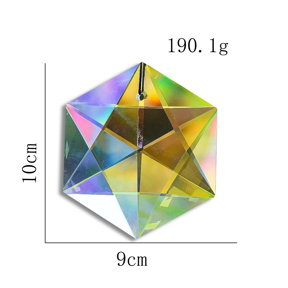 C5 100mm Hexagon Crystal Suncatcher Prisms Hanging Window Mysterious Star Magen David Rainbow Maker Pendant for Christmas Decor