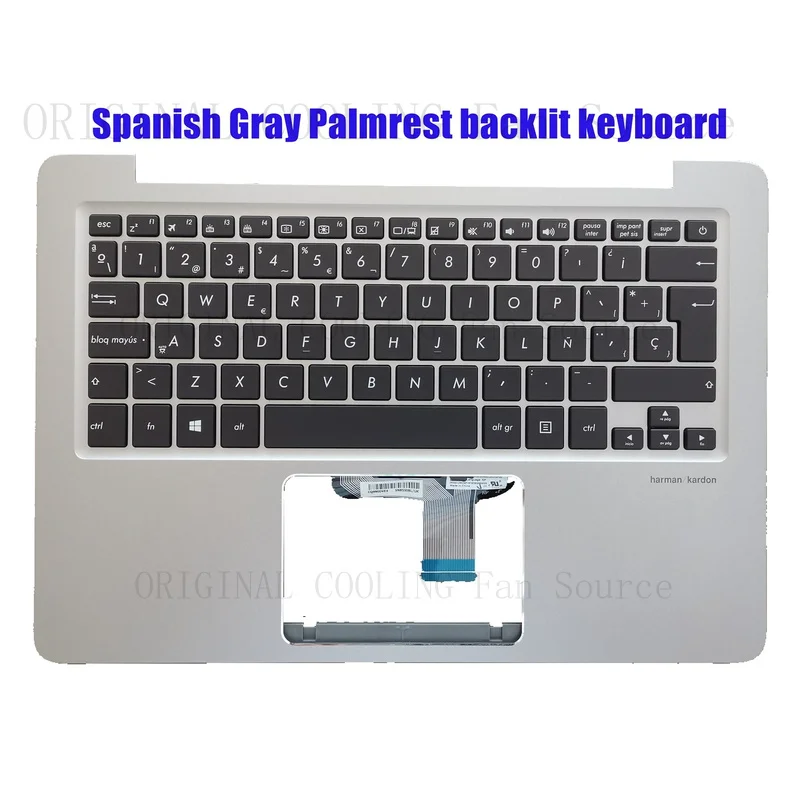 R+  FOR Spanish Gray Palmrest backlit keyboard for Asus UX310U UX310UA UX310UQ UX310UF