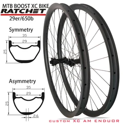 29er 27.5er MTB Bike Wheels Carbon 35mm 30mm Goldix Ratchet Hub Tubeless Mountain Bicycle Wheelset Symmetry Asymmetry 28h XC AM