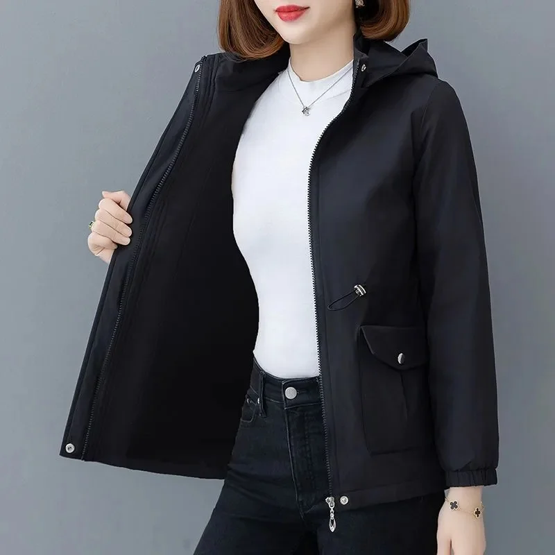Abrigo cortavientos de terciopelo para mujer, chaqueta nueva larga de otoño e invierno, prendas de vestir de alta calidad, prendas de vestir con capucha para madre, Top para mujer 2025