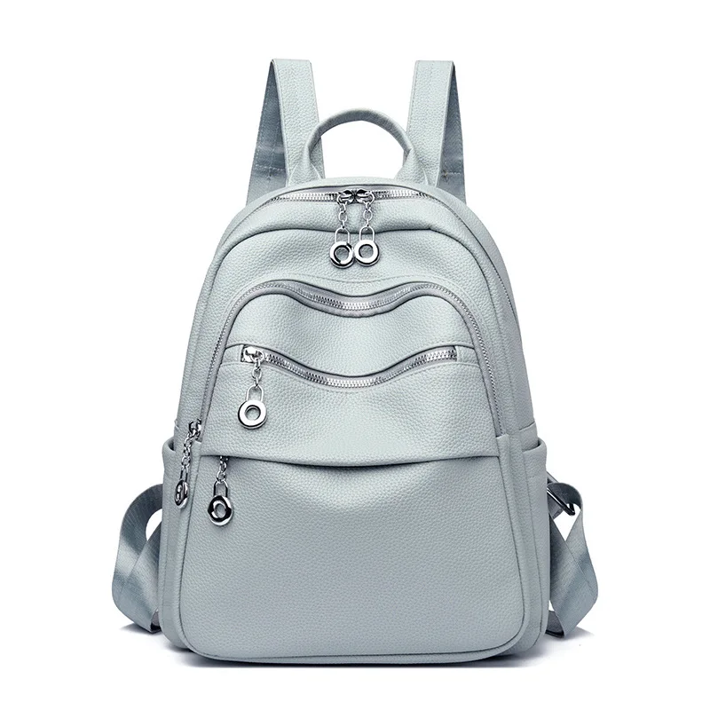 Multi-layer Stylish Backpack PU Large-capacity Simple Commuter Out-of-town Student Backpack