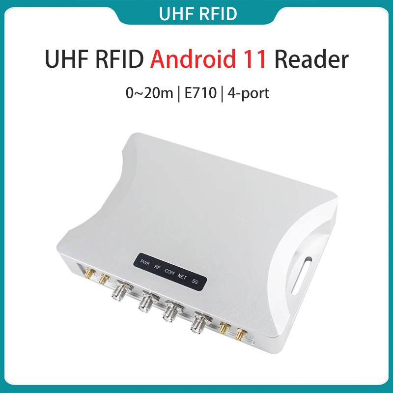 

Android 11 UHF RFD 4-Port Reader RJ45 Long Range Impinj E710 RFID Reader for Inventory Inbound and Outbound Management
