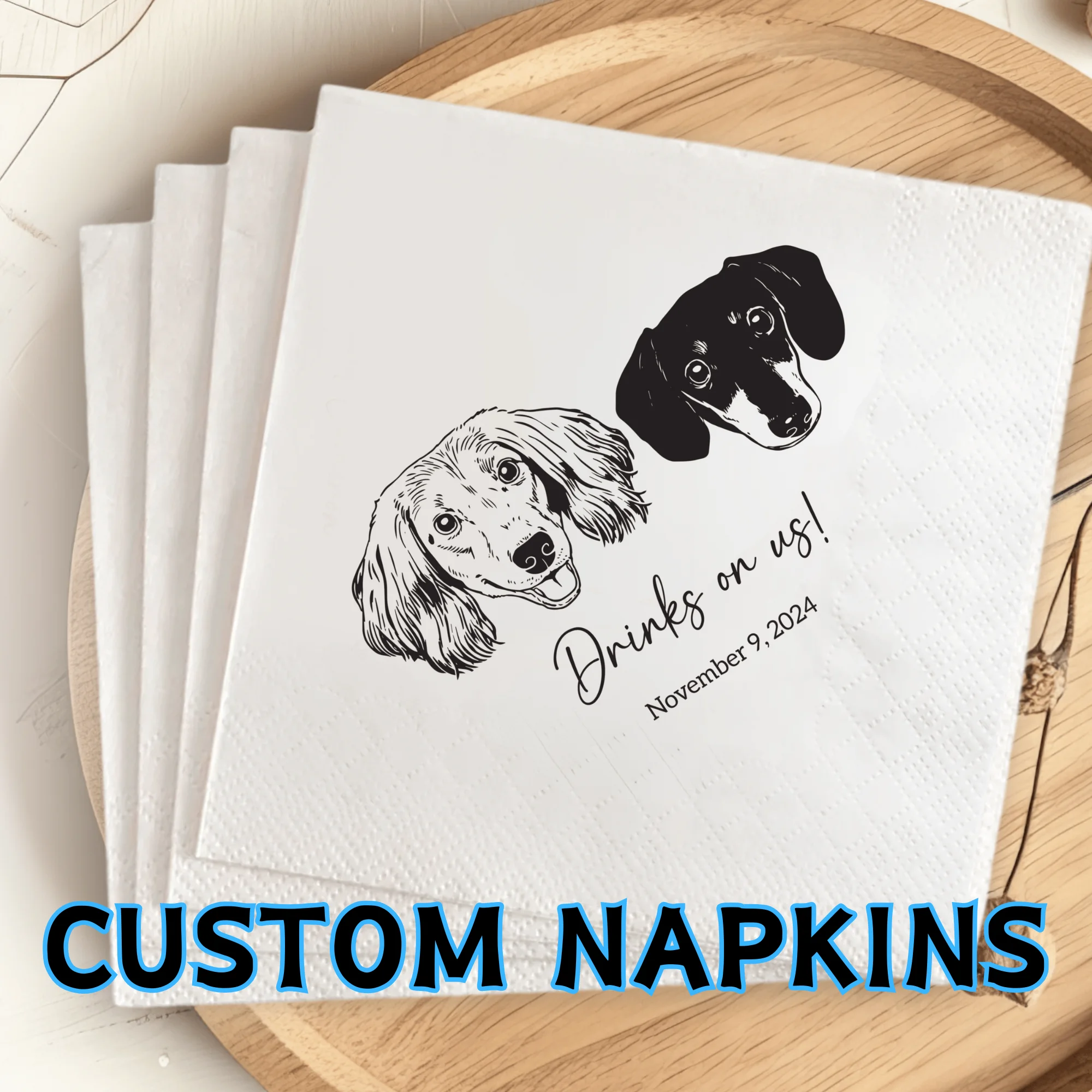 Custom Paper Napkins for Wedding Personalized Napkin of Cocktail Disposable Paper for Cocktail Party Baby Shower Event Pet Party