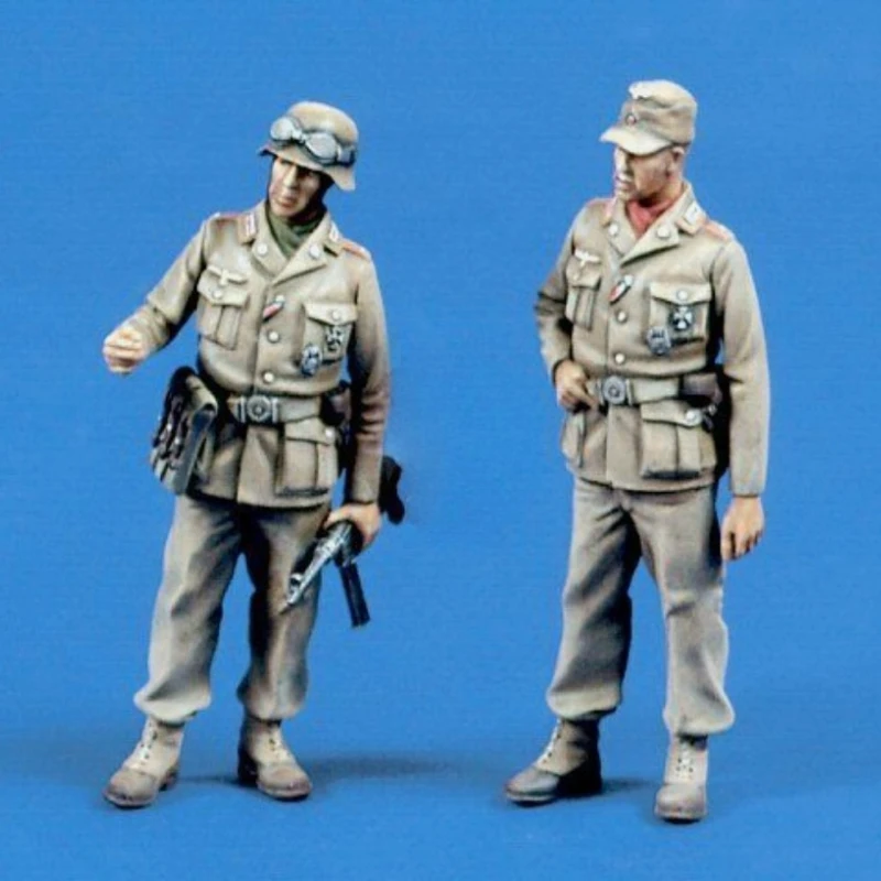 

1/35 Scale Die-Cast Resin Figure Model Kit WWII German Afrika Korps 2 Figures Unassembled and Unpainted