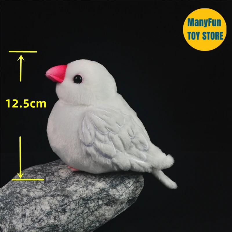 Mannikin High Fidelity Weaver Bird Cute Plushie White Java Sparrow Plush Toys Lifelike Animals Simulation Stuffed Doll Kawai Toy