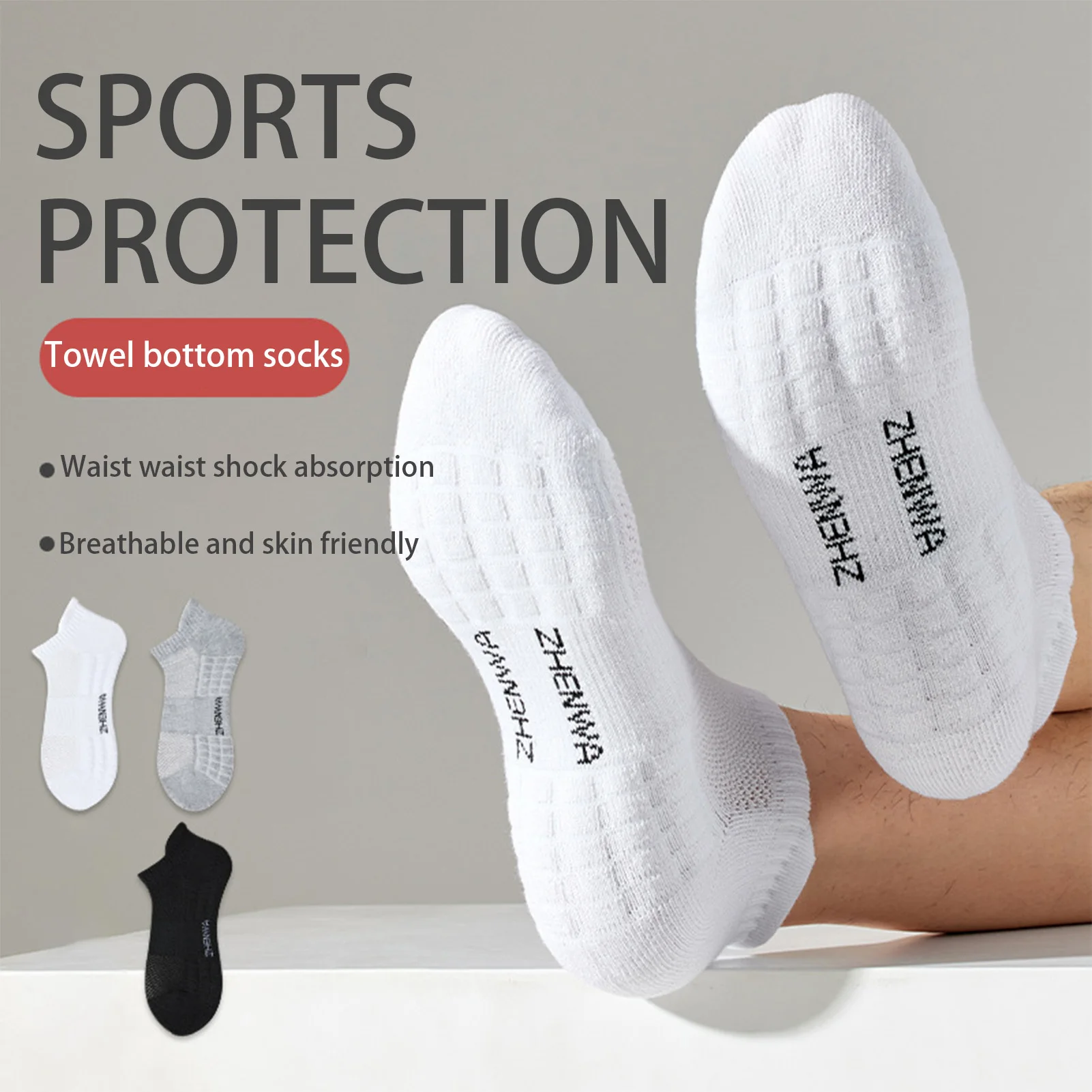 

10 Pairs Ankle Sport Socks For Men, Sweat Absorbent Breathable Polyester Thick Cushioned Short Running Socks