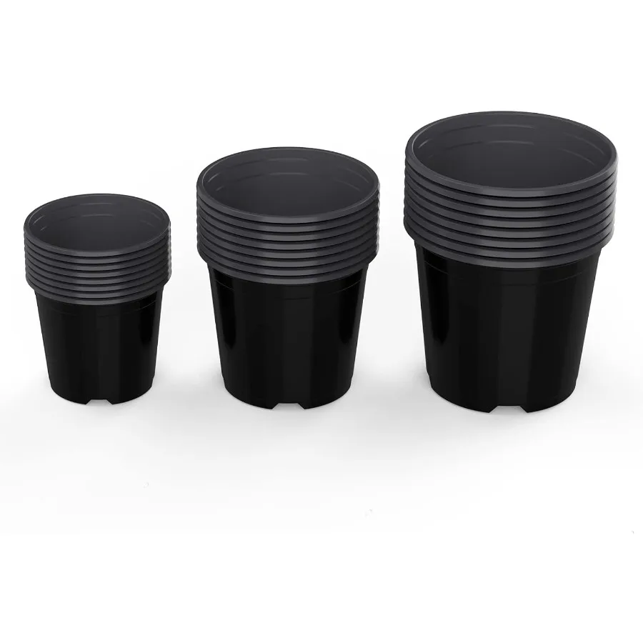 

4 5 6 Inch Nursery Pots Variety Pack 24 Packs Round Flower Pots Drative Plastic Pots for Plants with Drainage Hole Seed Startin