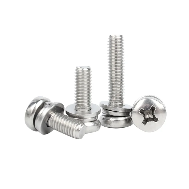 الصليب فيليبس مقلاة مستديرة رئيس SEM المسمار شقة غسالة الربيع طوقا تجميع الترباس M2 ~ M10 A2-70 304 الفولاذ المقاوم للصدأ جودة عالية
