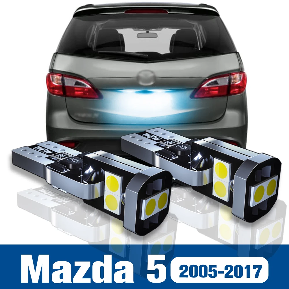 

2 светодиодных лампы освещения номерного знака, аксессуары Canbus для Mazda 5 2005 2006 2007 2008 2009 2010 2011 2012 2013 2014 2015 2016 2017