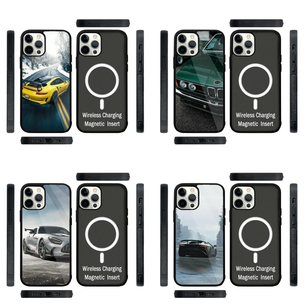 Black Car For B-Bmw Phone Case Strong Magnetic For IPhone 15,14,13,Pro,Max,Plus,11,12,Mini For Magsafe Wireless Charging