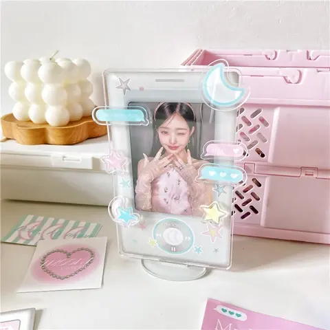 INS Kpop Photocard Holder 3 inch Acrylic Photo Frame Idol Photo Display Stand Photo Unique Design Card Protective Case 포토카드 액자