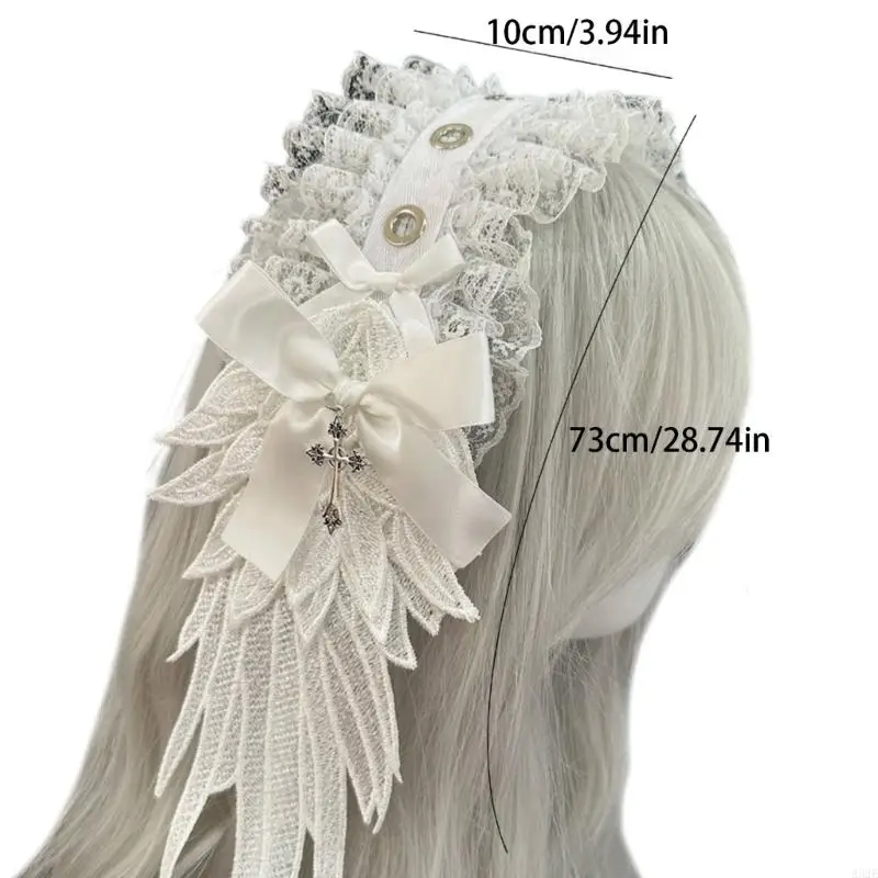 A52E Einzigartiges Flügel-Stirnband, bequemer Gothic-Punk-Kopfschmuck, stilvolles Haarband-Zubehör für alternative Modeliebhaber – Detail 6