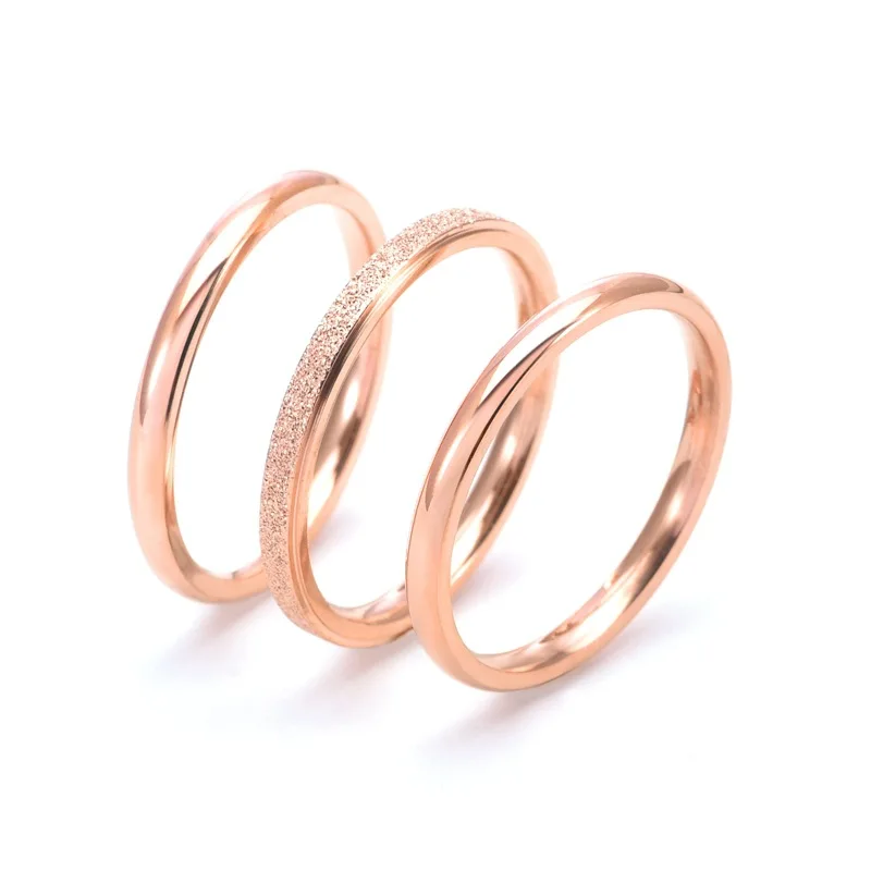 Korean Sansheng III Frosted Three Plain Circle Overlapping Ring Index Finger Tail Ring Stainless Steel Couples