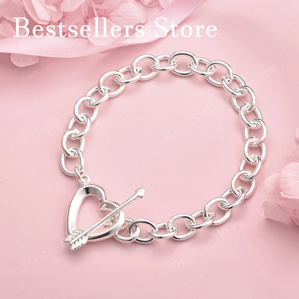925 sterling silver 8-inch exquisite arrow piercing bracelet, fashionable women's party jewelry, wedding gift accessories