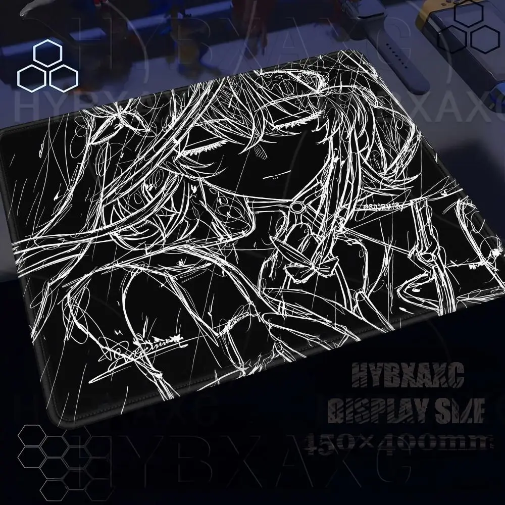 Line Drawing Mouse Pad Multiple Sizes Large Square Computer Office Game Table Mats Cartethyia Phrolova Rubber Anti-slip Mousepad