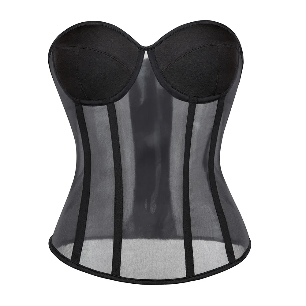 Sexy Black Transparent Bra Mesh Push Up Bralet Women\'s Corset Bustier Club Party Breathable Shapwear Costumes Plus Size