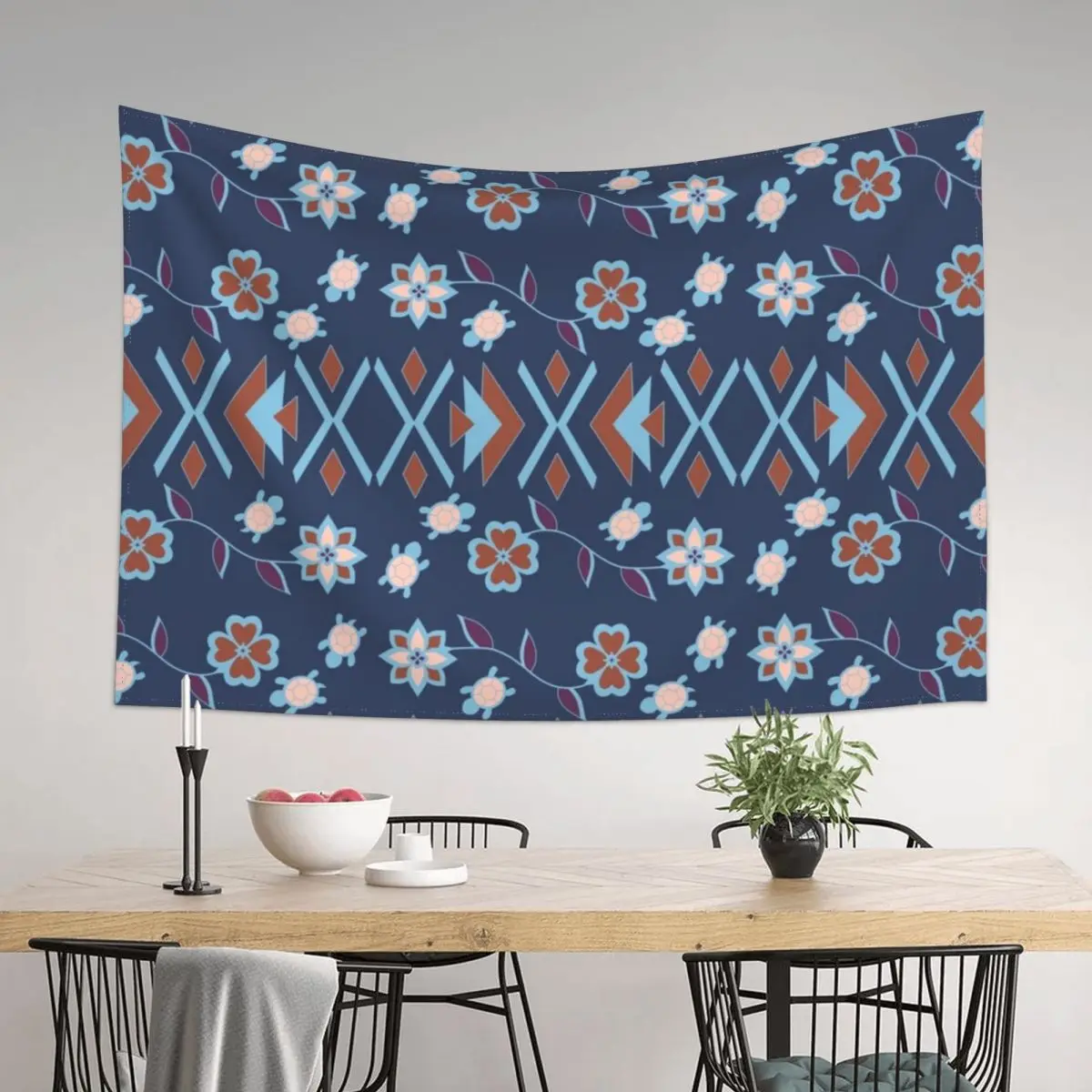 

Blue Turtle Floral Tapestry Decoration For Bedroom Cute Decor Decorations For Room Tapestry