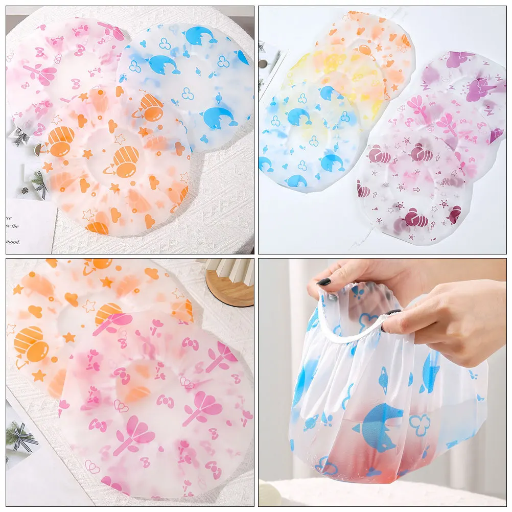 

30Pcs Reusable Shower Caps Waterproof Matte Print Design Elastic Secure Fit Variety of Styles Shower Cap for Women