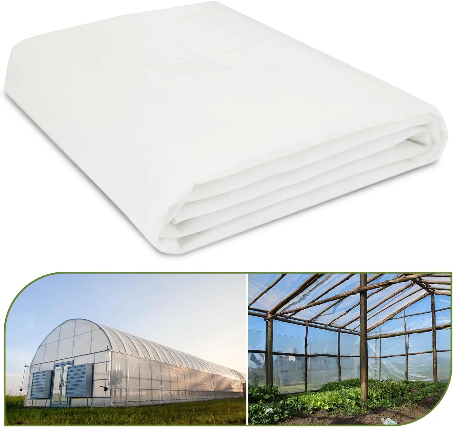 

Greenhouse Plastic Sheeting, 12 x 25ft 6 mil Clear Greenhouse Film, UV Resistant Plastic Sheeting Heavy Duty, Polyethylene Green