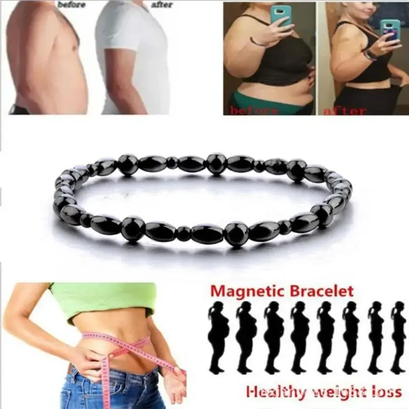 Black Anklet Magnetic Therapy Slimming Bracelet For Weight Loss Gallstone Hematite Chain Stimulating Acupoints Anti-Cellulite