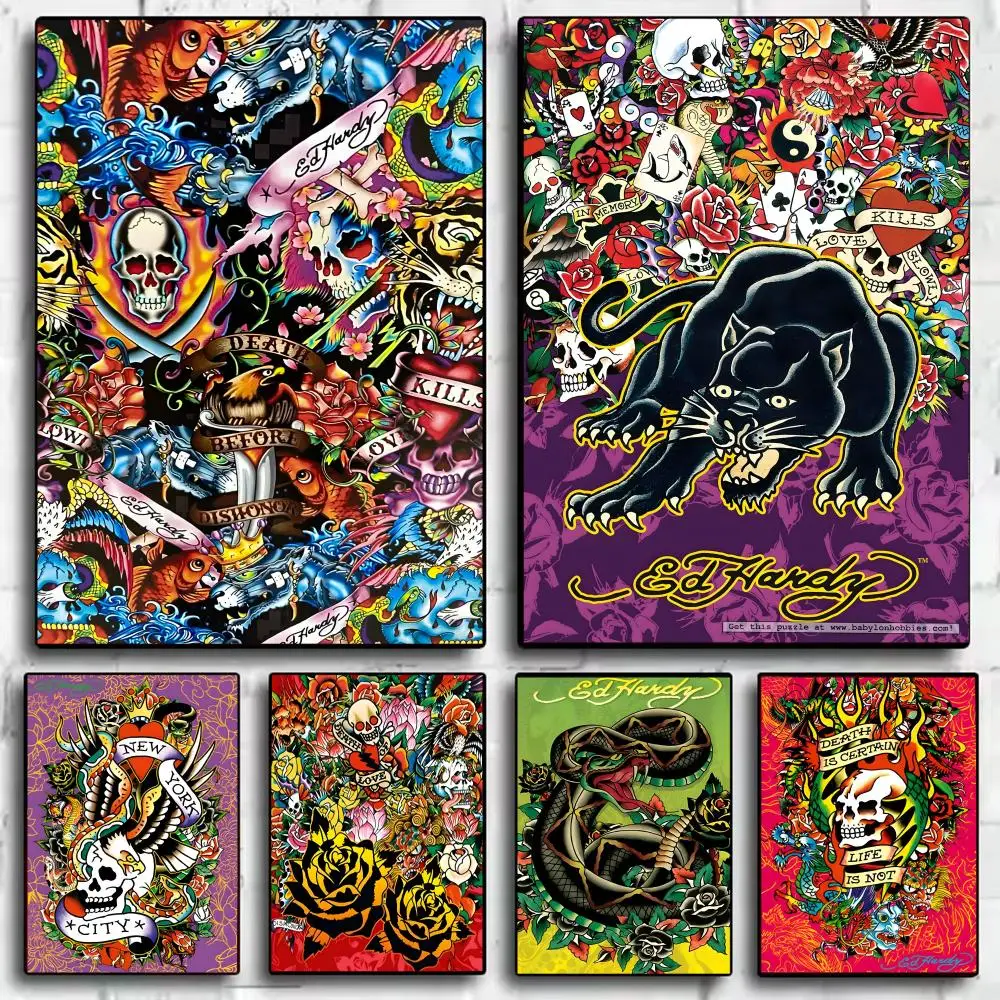 Art E-Ed H-Hardy Poster Perfect Sticker Self Adhesive Wall Art Designed for Home Office Dining Spaces