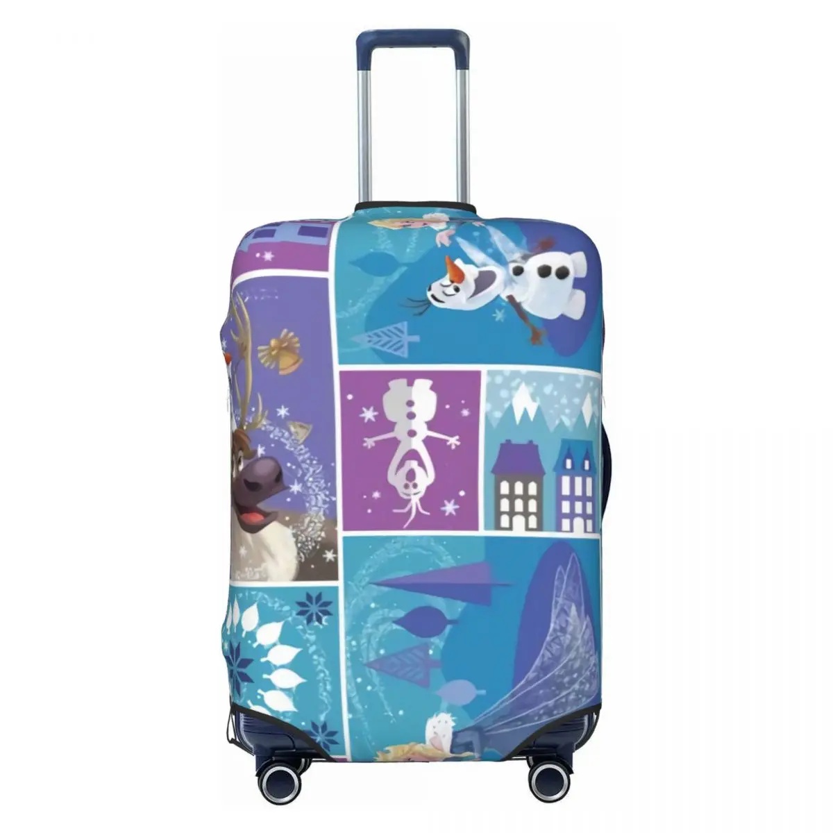 

Custom Frozen Travel Luggage Cover Dust Proof Olaf Elsa Anna Collage Suitcase Cover Protector Fit 18-32 Inch