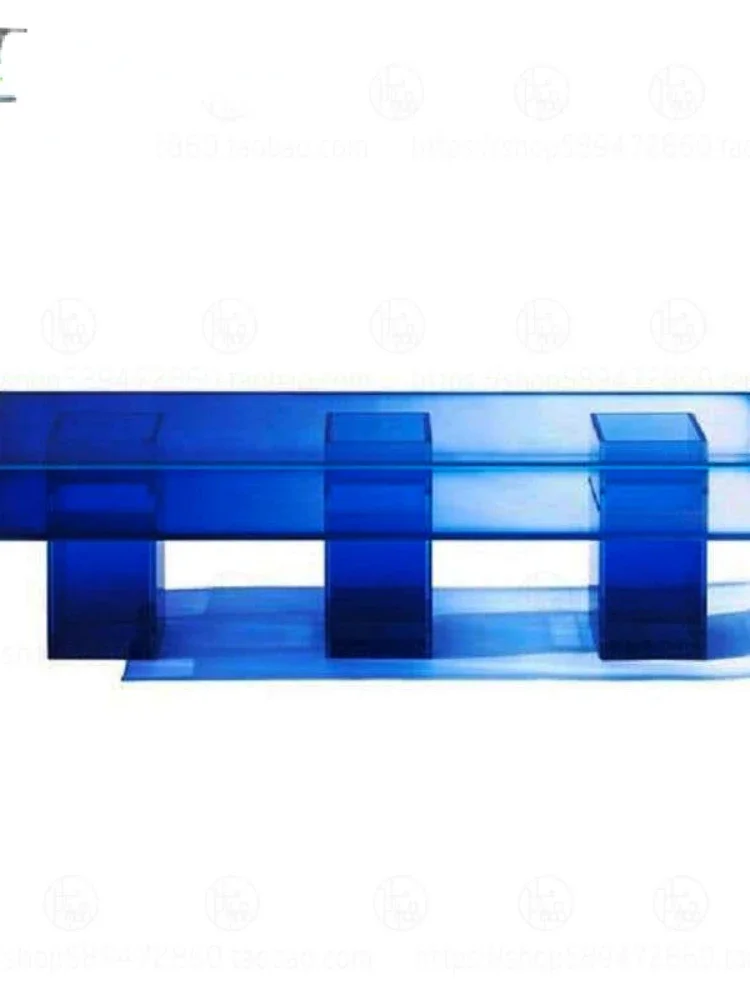 

Transparent Acrylic Bench Gradient Blue a Long Narrow Table Model Room Rectangular TV Cabinet