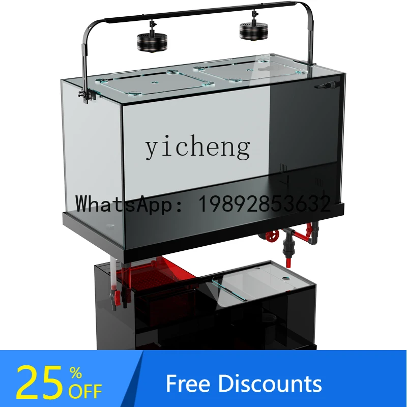 

fish tank aquarium large living room ultra-white glass bottom filter integrated arowana tank stream tank