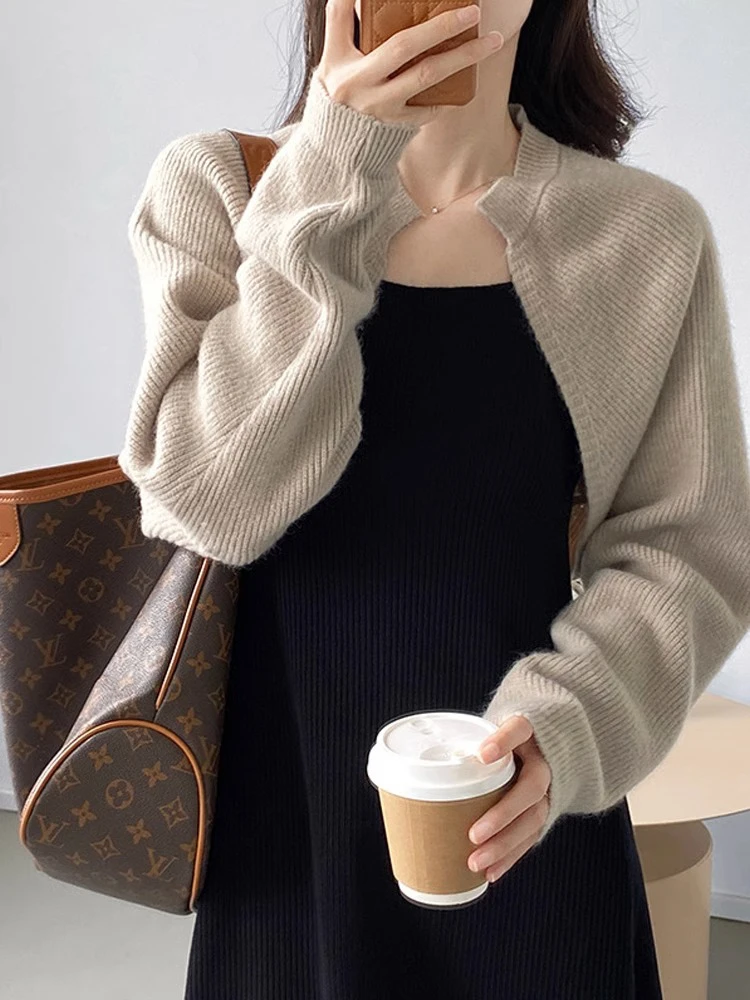 

Отно-вязаный открытый кардиган, женский свитер Lazy Sle, пальто на осень-зиму, V-Ne Long Sve Sweet Sle, чистый цвет