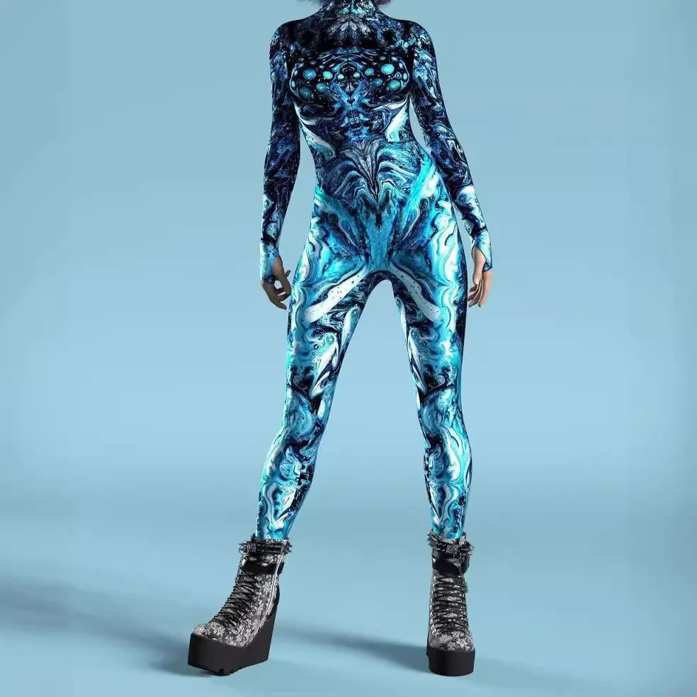 

Halloween Digital Print Bodysuit Adult Cosplay Suit Halloween High Elasticity Aerial Yoga Stage Show Costume New 2026