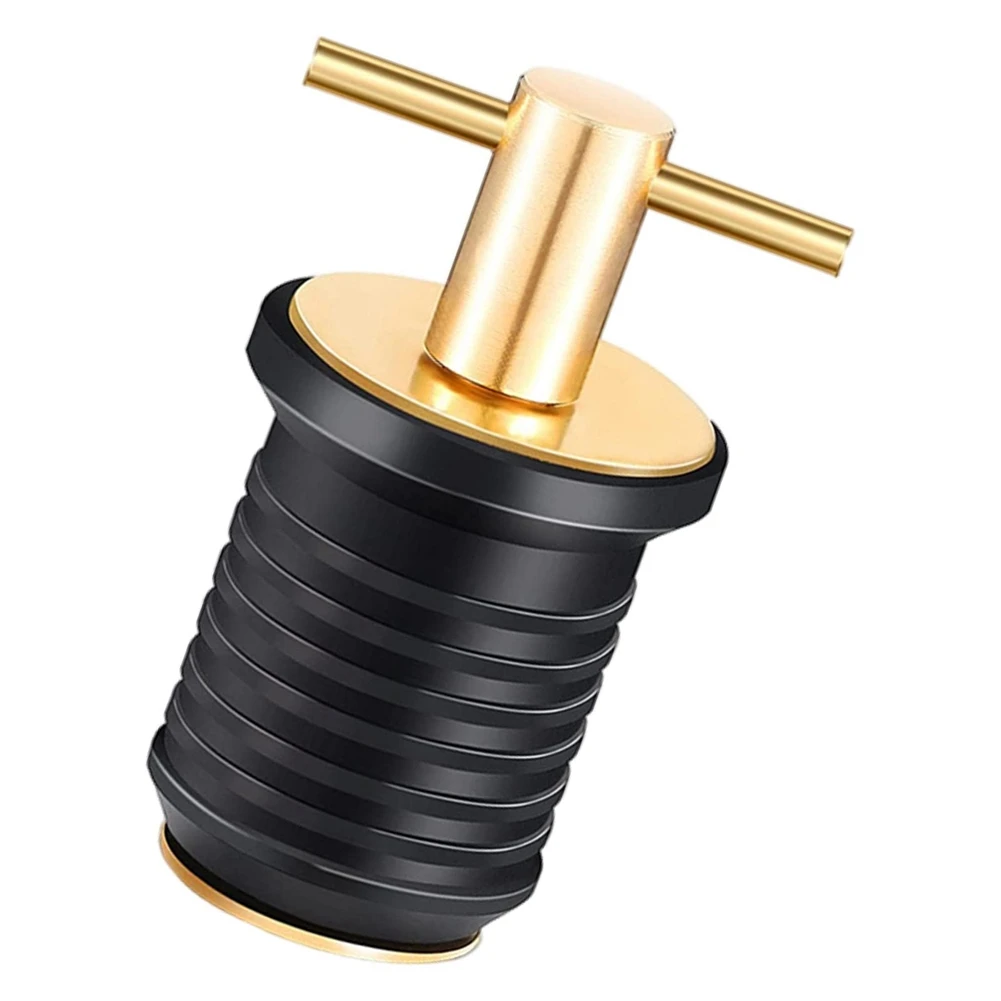 Marine Boat Drain Plug T-Handle Screw Adjustable Rubber Deck Drain Plug,Gold 19MM