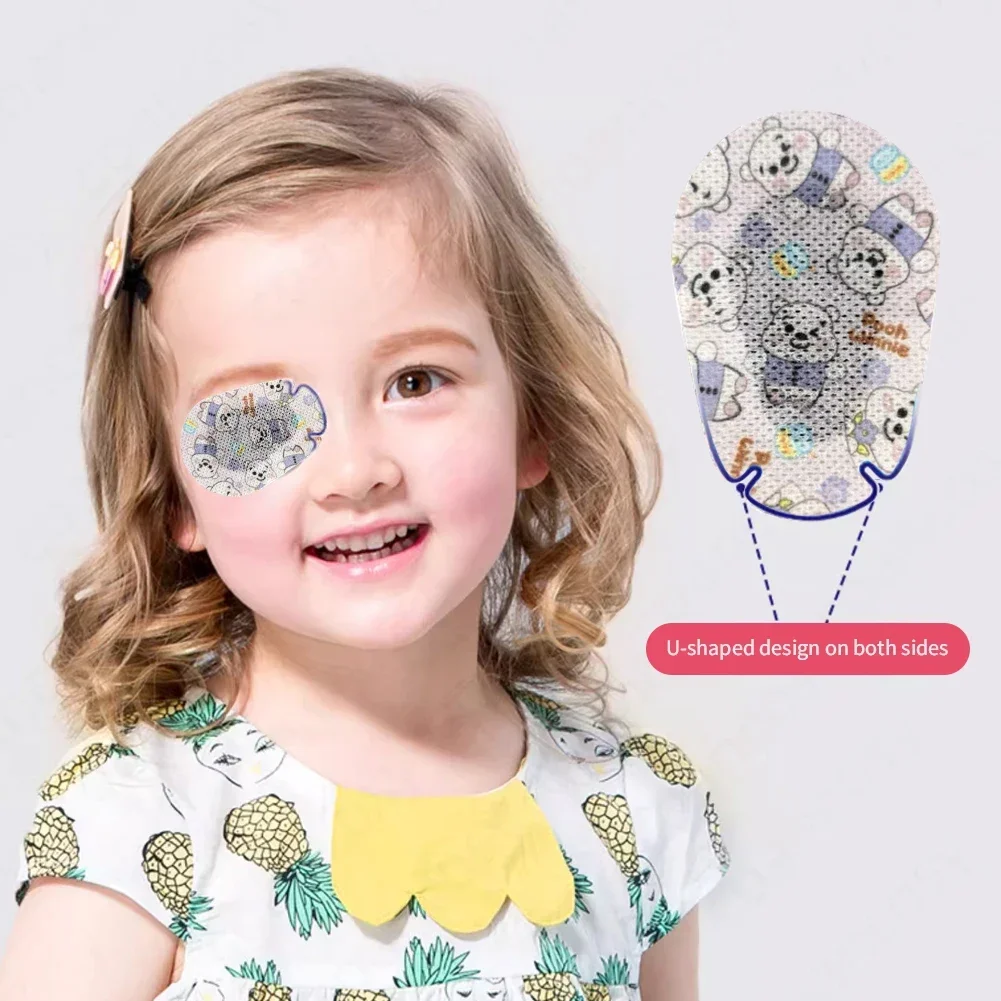 Parche ocular desechable y transpirable para ambliopía, tirita de dibujos animados para niños, almohadilla ocular esterilizada médica, vendajes adhesivos, botiquín de primeros auxilios, 60 uds.