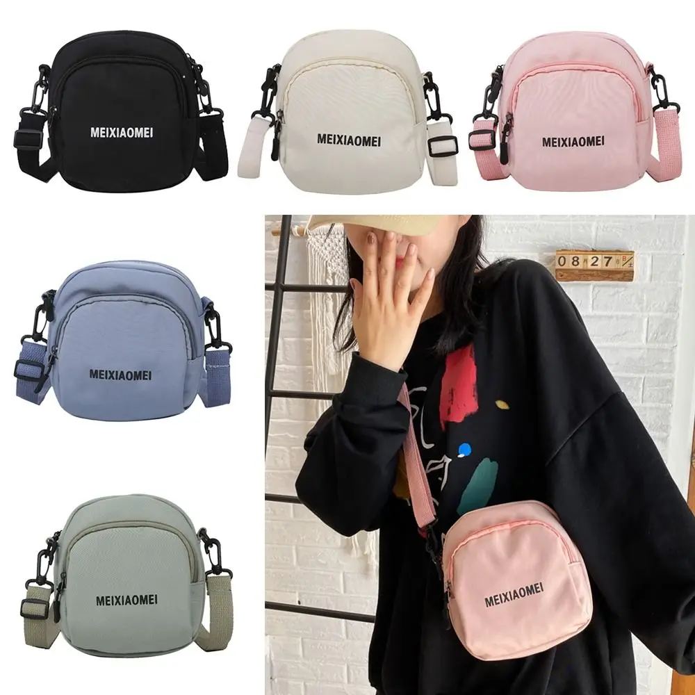 Solid Color Phone Pouch Zipper Mini Handbag Travel Messenger Bag Crossbody Bag Shoulder Bag