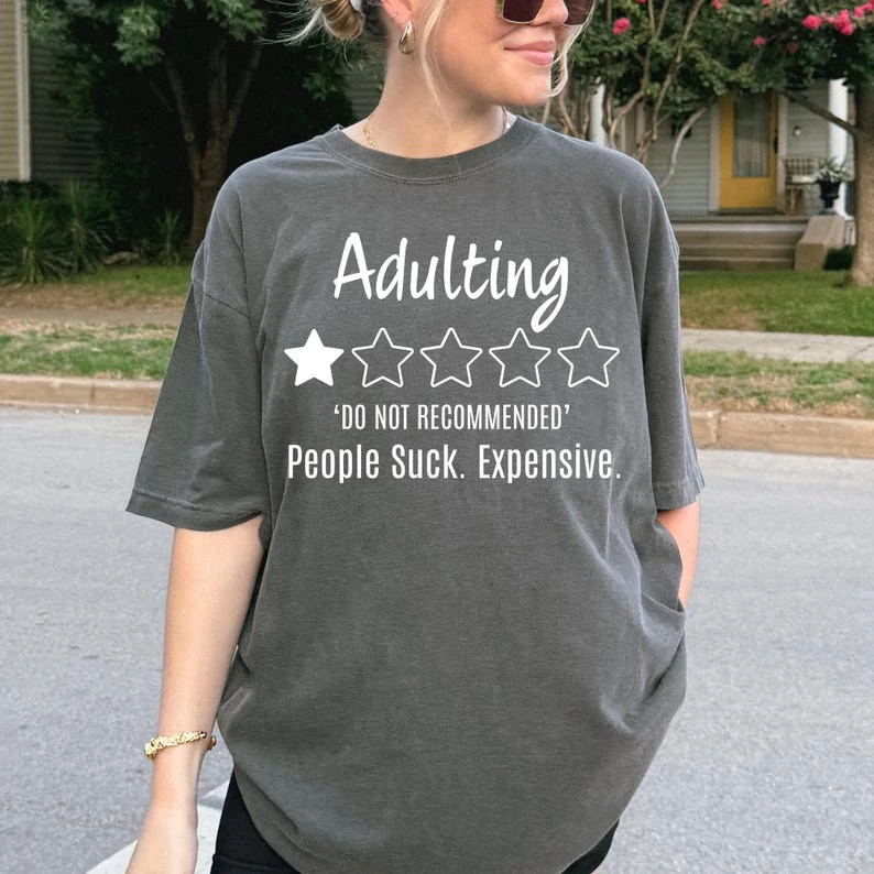 Adulting Do Not Recommend Print T-shirt Oversized Unisex Cotton Streetwear Trendy Casual Loose Vintage Loose Short Sleeves soft