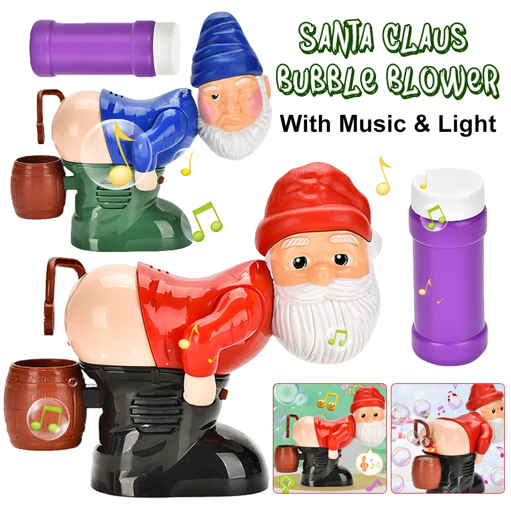 

Christmas Santa Claus Bubble Blower with Music & Light Gnomes Farting Bubble Toy Automatic Bubble Blower Xmas Gift for Boys Girl