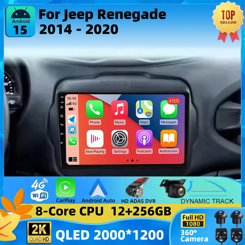 

Android 15 For Jeep Renegade 2014 - 2020 2K QLED Android Car Radio Multimedia Video Player GPS AI Voice CarPlay 4G Stereo