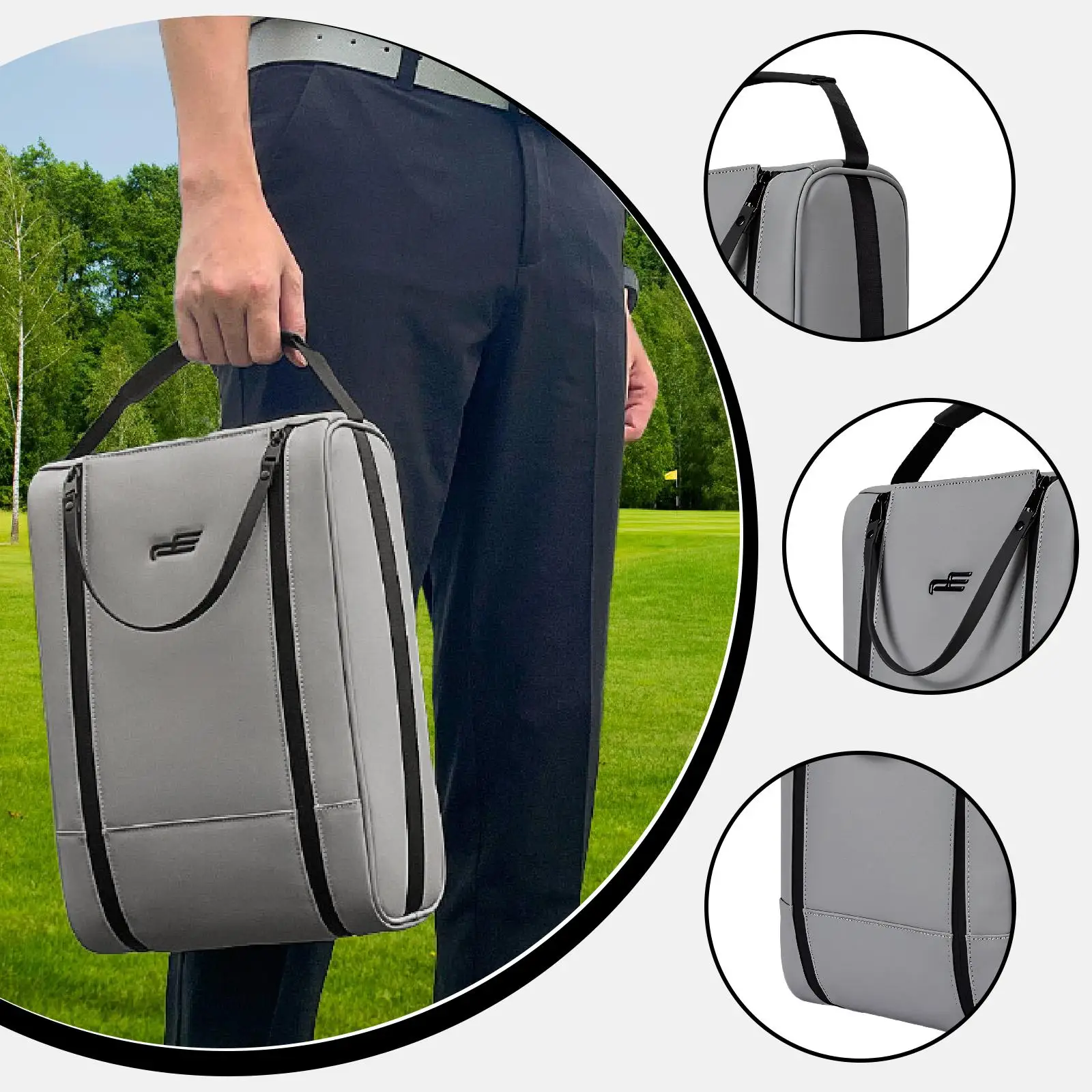 Golf Shoe Bag PU Carrying Bag with Zipper Organizer for Shoes Handbag for Golf Accessories for Travel Sports Men And Women
