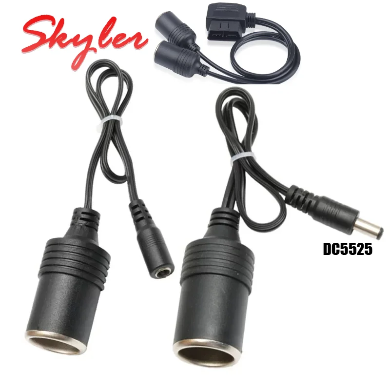 OBD Car Cigarette Lighter OBD2 Male to Female Automotive Equipment Power Supply Line 1 to 2 with Independent Control Switch