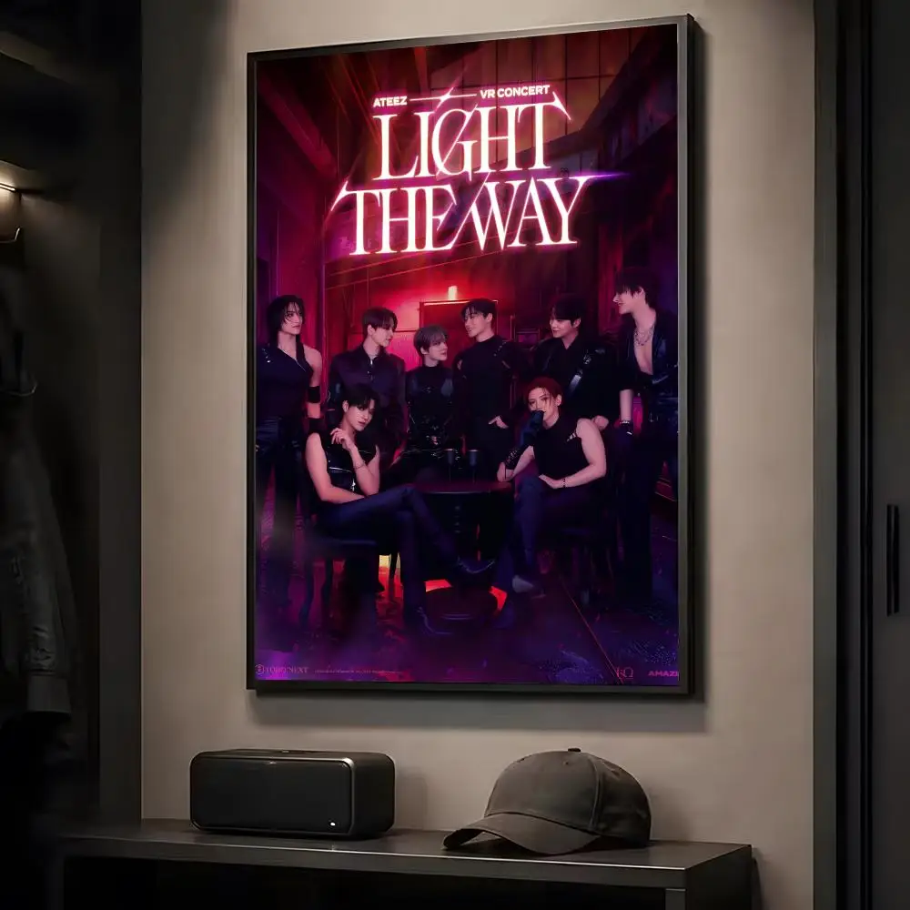 A-ATEEZ KPOP Painting Calligraphy HD Art Wall Room Decor Home Waterproof Home Living Bar Decorative Paintings