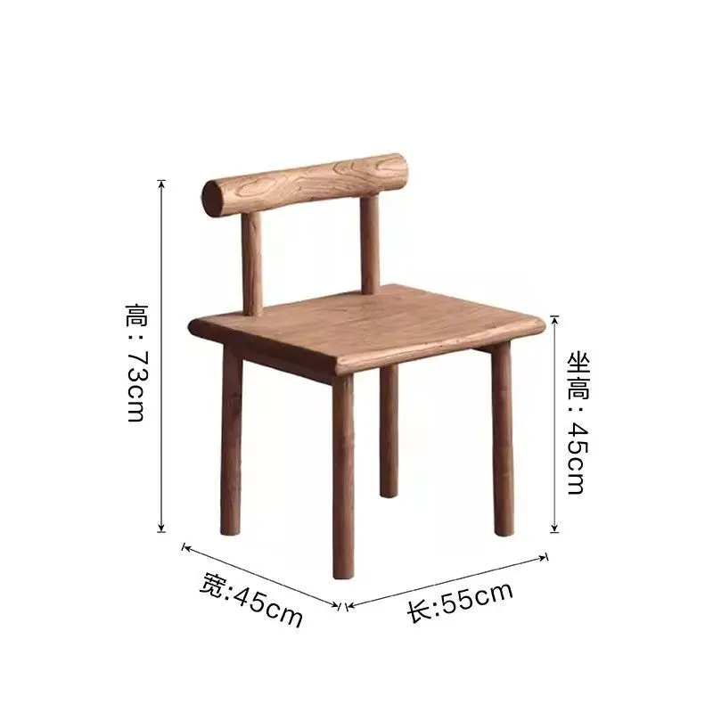 Elm Wood Dining Chair, Solid Retro Seat for Kitchen & Tea Table, Rustic Homestay Restaurant Furniture