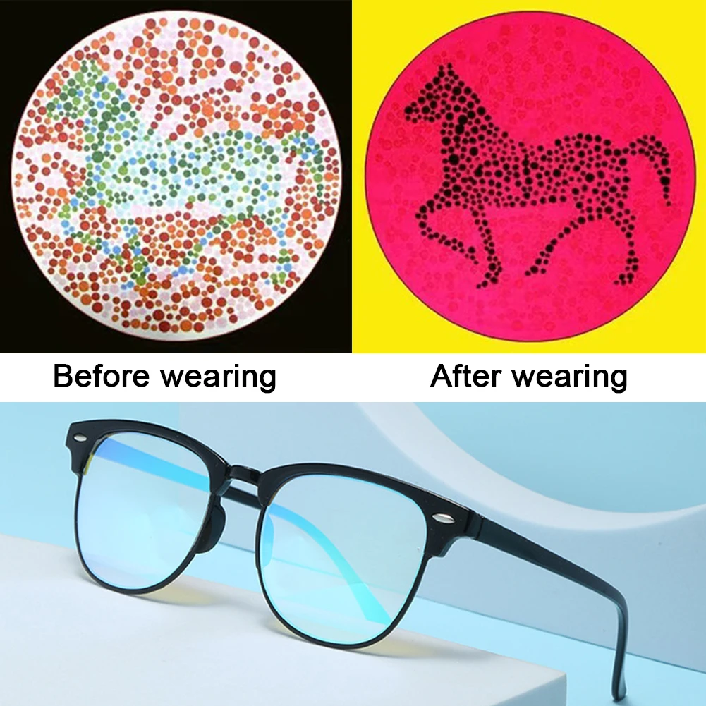 1PC Glasses For People With Red-green Colorblindness Daltonism And Color Weakness Sports Frame Two-sided Coating Lenses