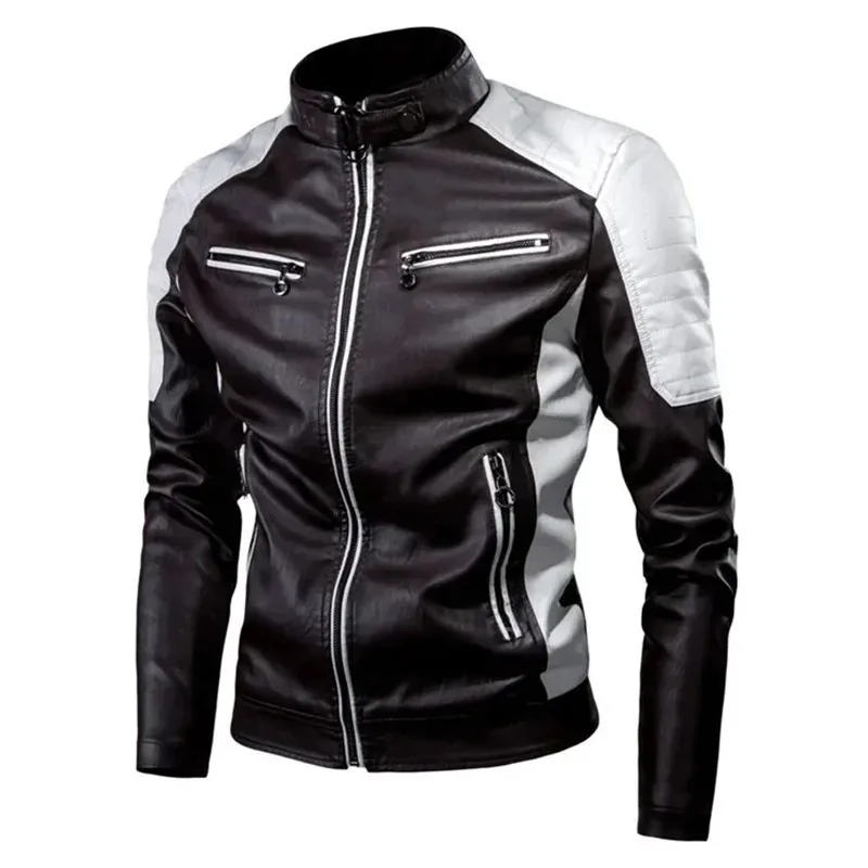 2024 Spring Men Zipper Jacket High Quality Male Jacket Multi Pocket Casual Motorcycle  PU Leather Jackets