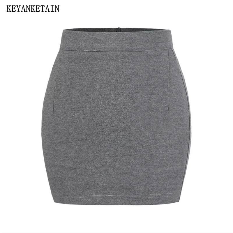 KEYANKETIAN 2025 Summer New Women's Zipper High Waist Mini Skirt Office Lady Solid color Slim Sheath Package Hip Skirt Pantskirt