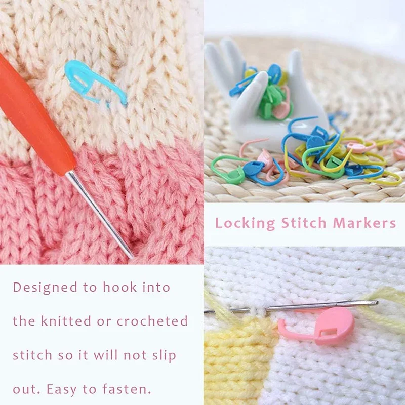 100Pcs Colorful Knitting Stitch Counter Crochet Locking Stitch Markers Stitch Needle Clip Knitting Crochet Markers for Knitting