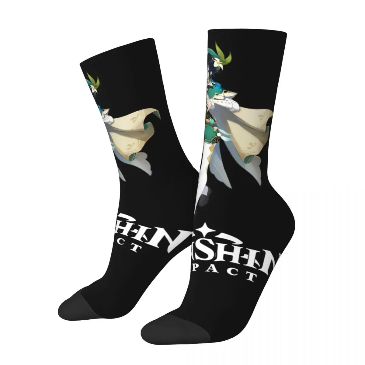 Venti Genshin Impact Socks Casual Stockings Autumn Non-Slip Men Socks Medium Soft Design Skateboard Socks