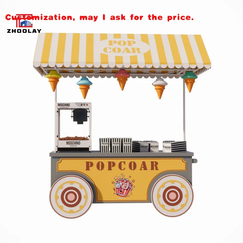 custom.Mobile Market Stall Cart Trade Show Cart Handcart With Wheel Commercial Food & Beverage Bakery Coffee Kiosk Shop